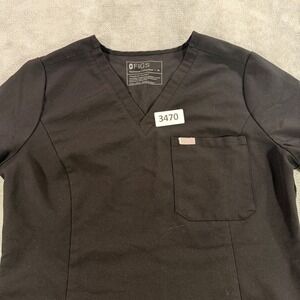 FIGS Scrub Top Womens Medium Black Technical Collection V-Neck W22SW1014